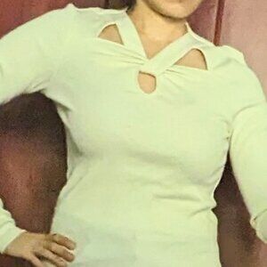 White Cut Out Long Sleeve Top (Massimo Dutti, XS)